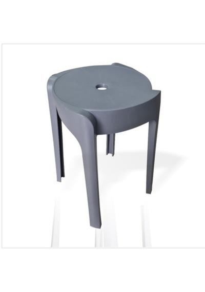 12 Li Sert Plastik Kırılmaz Hafif 45 Cm Banyo Balkon Bahçe Taburesi Koyu Gri