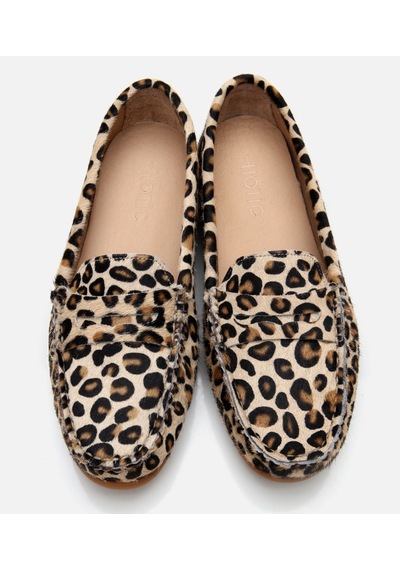Hotiç Kadın Deri Siyah Leopar Desenli Günlük Loafer