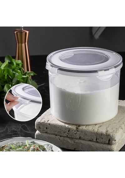 2'li Hava Almaz Kapaklı Saklama Kabı Seti - Vakum Kapaklı Yoğurt Kefir Mayalama Kabı 2x2500 Ml Çok Renkli