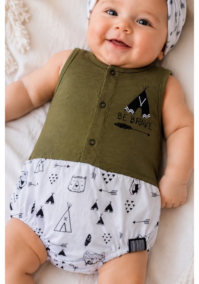 Babyhola Raccoon Pamuklu Saç Bantlı Kız Bebek Jile Badi 86633 Haki