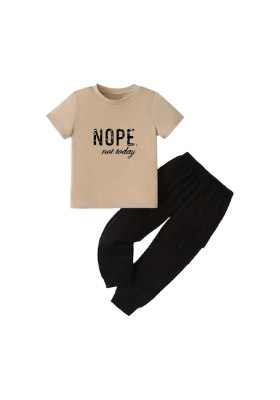 Uyguntarz Unisex Nope Not Today Baskılı Eşofman Takımı Bej