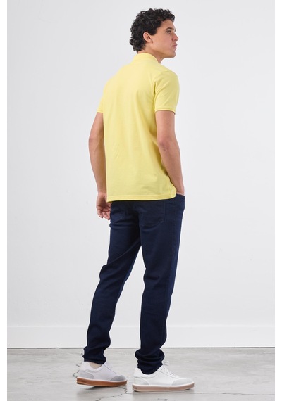 Dufy Sarı Düz Erkek T-shirt - Slim Fit Sarı