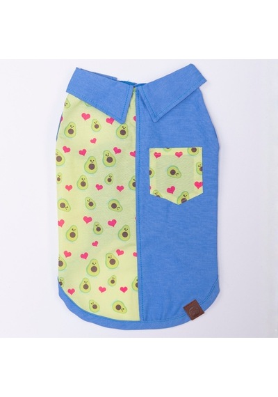 Avo Bliss Denim Avokado Desenli Kot Kedi Köpek Gömleği-kedi Köpek Kıyafeti-kedi Gömlek-köpek Gömlek
