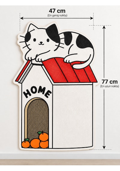 Beylini Dekoratif Kedi Tırmalama Halısı Yapışkanlı Duvar Tipi Baskılı Kedi Tırmalama Matı Mobilya Duvar Koruyucu