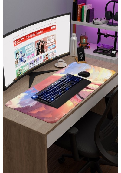 Blue Archive Kaymaz Dikişli Kauçuk Oyuncu Mousepad V1 - 90x40 Xxl Gaming Mouse Pad Fare Altlığı