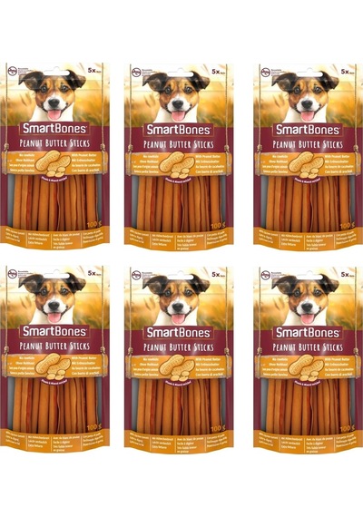 Smartbones Tavuklu Ve Fıstık Ezmeli Stick Köpek Ödülü 5 Li 100 Gr. X 6 Adet