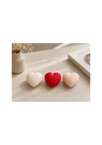 3 Lü Kalp Mum Seti Dekoratif Dokulu Kalp Mum Beyaz-kırmızı - 909731305 Beyaz-kırmızı - 909731305 Beyaz-kırmızı