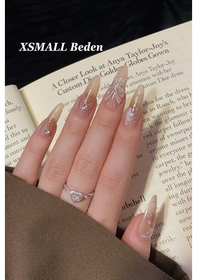 Xsmall Beden Uzun Stiletto Nail Art 10 Adet Takma Tırnak Seti T078 Uzun Stiletto