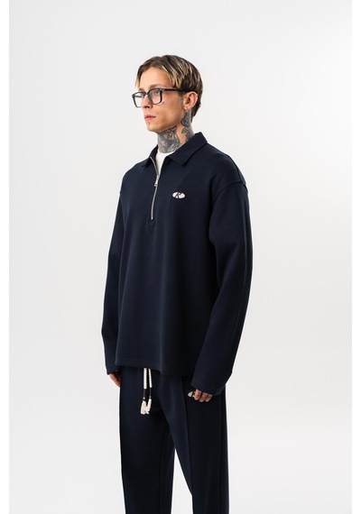 Respire Erkek Yarım Fermuarlı Modal Sweatshirt Lacivert