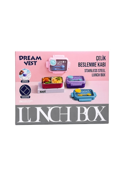 Dream Vest Tek Katlı 2 Bölmeli Sosluklu Çelik Beslenme Kutusu 750ml Mor U