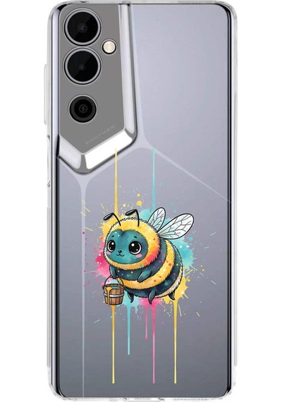 Tecno Pova Neo 2 İle Uyumlu Splash Arı Tasarımlı Şeffaf Silikon Kılıf Şeffaf