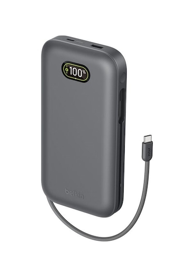 Belkin Bpb040hqch Ultracharge Pro 27.000mah 240w Dahili Usb-c Kablolu Dijital Göstergeli Laptop Powerbank - Antrasit Siyah