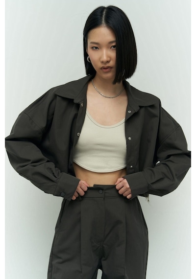 Mai Collection Mai Studios Co. Abra Antrasit Crop Gömlek Pantolon Takım Antrasit