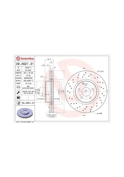 Mercedes E350 C207 Fren Diski On 2009-2011 Brembo 09a62131 2adettir