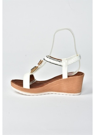 Fox Shoes Beyaz Dolgu Topuklu Kadın Sandalet M258313609