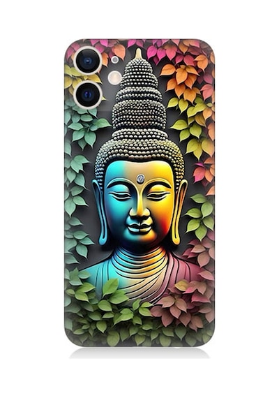 Apple Uyumlu  iPhone 12 Mini Silikon Kılıf Budha Ve Sarmaşık Yapraklar