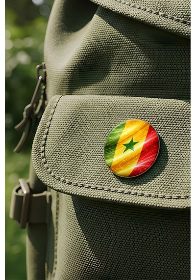 Senegal Senegal Abstract Ülke Bayraklı Buton Rozet - 44 MM 5 Adet Çok Renkli