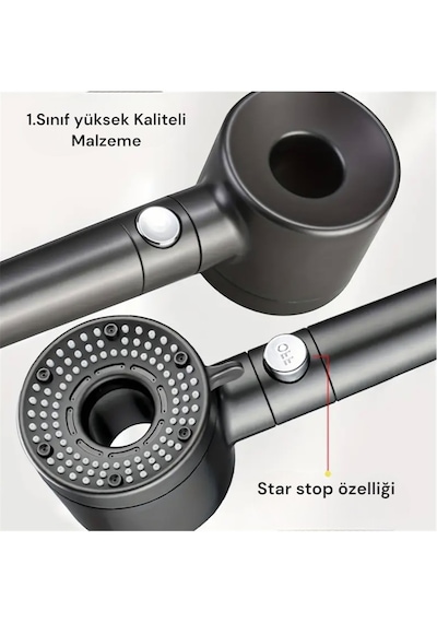 5 Adet Yedek Filtreli Yüksek Basınç Özellikli Duş Başlığı Su Tasa Gri