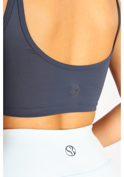 Soft&Basic Crop Fit Indıgo Askılı Spor Bra Mavi
