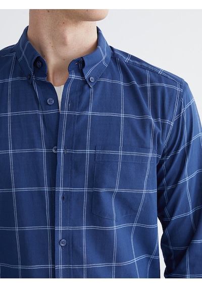 Lcwaıkıkı Classic İndigo Regular Fit Ekose Erkek Gömlek