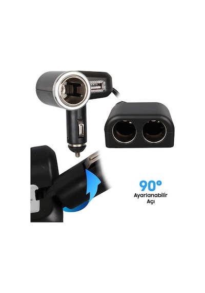 Olesson 1526 12-24v Tek Usb Girişli 120w 80 Cm Kablolu 3 Lü Araç Çakmak Çoklayıcı