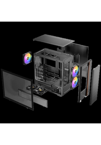 Antec Flux Rear Mid Tower Oyuncu Kasası - Flux Hava Akışı Platformu - 5x Pwm Fan 3x140mm Argb + 2x120mm Reverse - Mesh Ön Panel - Usb Type-c 3.2 Gen2 - 360mm Radyatör - 400mm Gpu - Gpu Braketi Dahil