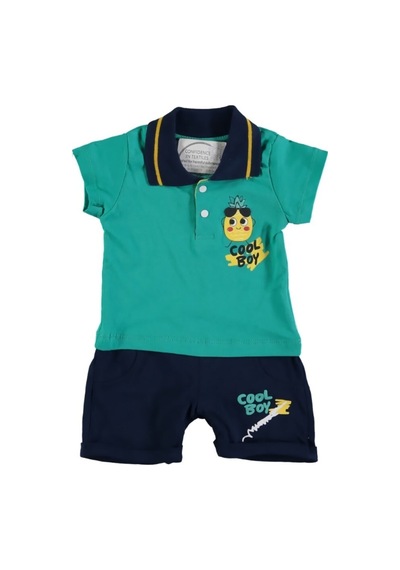 Kidsmadamiko Miniworld Cool Boy Baskılı Erkek Bebek Tulum Yeşil