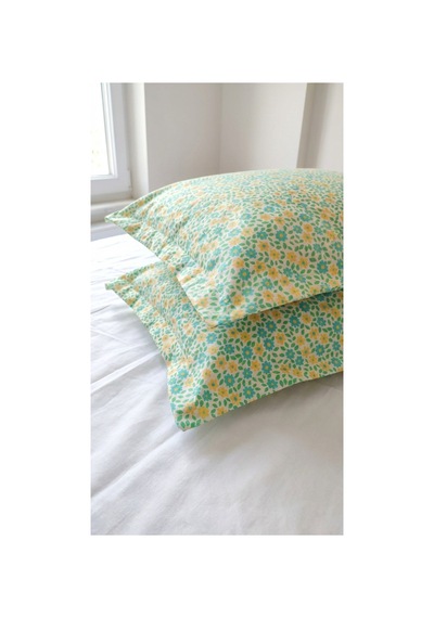 %100 Pamuklu Çiçek Desenli Volanlı Yastık Kılıfı 2 Adet 50x70 Cm Yeşil - 864231967 Yeşil