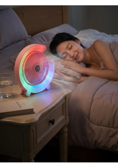 Led Işıklı Ev Ofis Soğutucu Pervane Fan Taşınabilir Şarjlı Masaüstü Fan - 1 Adet