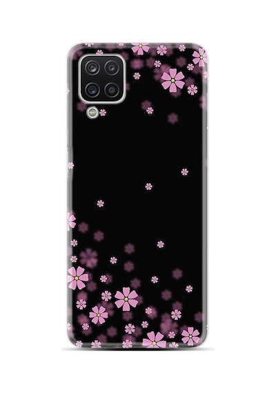 Samsung Uyumlu Galaxy M12 Kilif Desenli Silikon Black Flowers 498521504