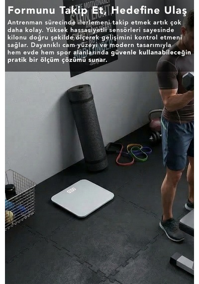 Led Ekran Cam Dijital Baskül - 180kg Kapasiteli Kişisel Hassas Kilo Ölçer Tartı Beyaz