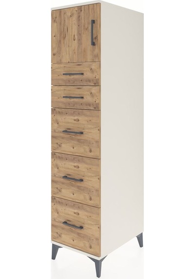 Kronos Dolap Tek Raflı 5 Çekmeceli Tek Kapaklı 44x59x182 Aytaşı-çam Aytası