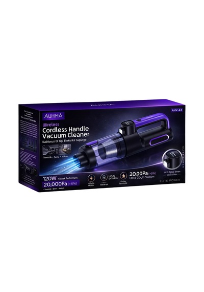Auhma Ahv-43 Şarjlı El Süpürgesi - 20.000 Pa Yüksek Emiş Gücü, 120w