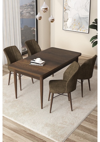 Canisa Concept Arp Serisi 70x110 Sabit Mutfak Masası Takımı Barok Desen Masa 4 Kahverengi Sandalye Masa Barok/ Sandalyeler Kahverengi Canisa Concept Arp Serisi 70x110 Sabit Mutfak Masası Takımı Barok Desen Masa 4 Kahverengi Sandalye Masa Barok/ Sandalyeler Kahverengi