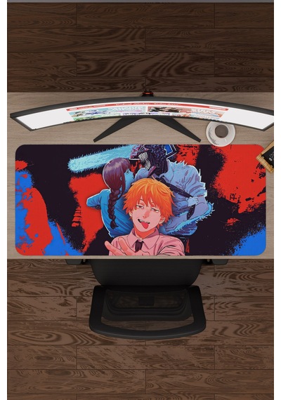 Chainsaw Man Anime V4 - 90x40 Xxl Gaming Kauçuk Kaymaz Taban Mouse Pad Fare Altlığı