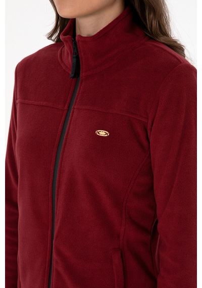 U.S. Polo Assn. Kadın Bordo Fermuarlı Dik Yaka Polar Sweatshirt 50316729-VR014