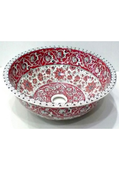 Can Seramik - El Dekoru Desenli Iznik Çini Lavabo