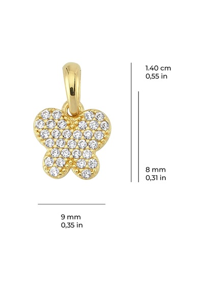 Goldkupe 14 Ayar Altın Kelebek Taşlı Kolye Ucu 0,76 Gr-3288