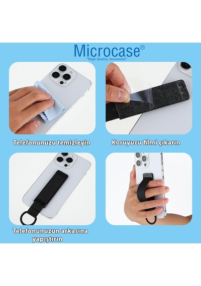 Microcase Telefonlar İçin Standlı Ve Askılıklı El Parmak Tutucu-al4939 Siyah