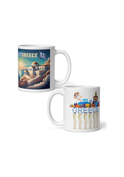 Yunanistan Kupa Bardak 2 Adet Seyahat Hatıra Greece Mug