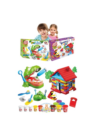 Oyuncak Hamur Ev Set Dino Dişçi Hamur Set 880 Gr Set