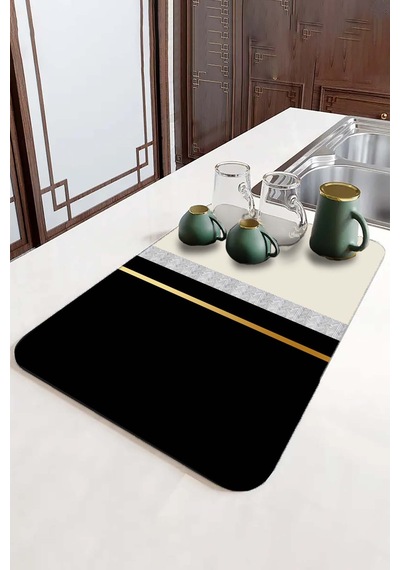 Siyah Modern Microfiber Bulaşık Kurutma Kurulama Matı Mm009
