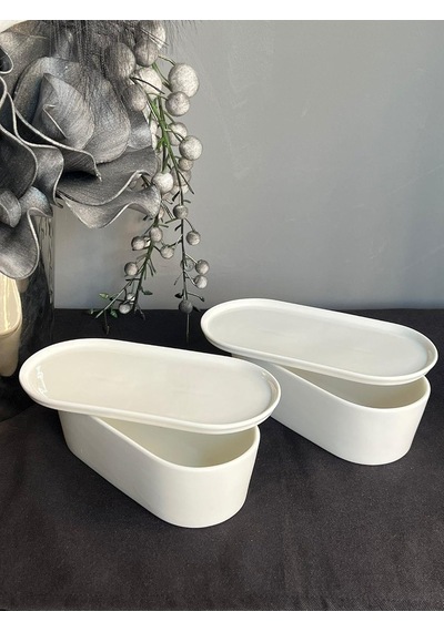 Pera 20 Cm 2'li Oval Kapaklı Fırın & Saklama Kabı Çok Renkli