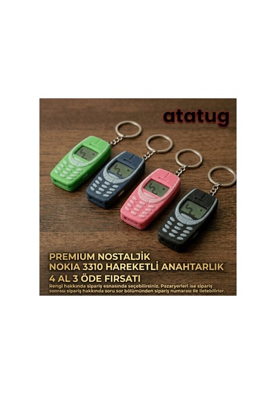 Premium Siyah 3d Baskı Nostaljik Tuşlu Telefon Anahtarlık - İkonik Yılan Oyunu Figürlü Siyah