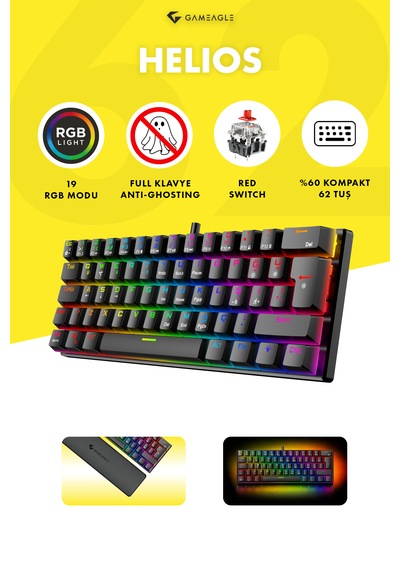 Gameagle HelApple Uyumlu iOS Mini Oyuncu Klavyesi Mekanik Klavye Bilek Destekli Red Switch Gaming Klavye Oyuncu Klavye