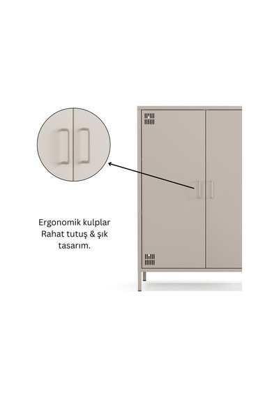 Pera Metal Dolap 2 Kapılı 80,50 X 40 X 109,50 Cm - 9 Renk Seçeneği Bulunmaktadır Bej