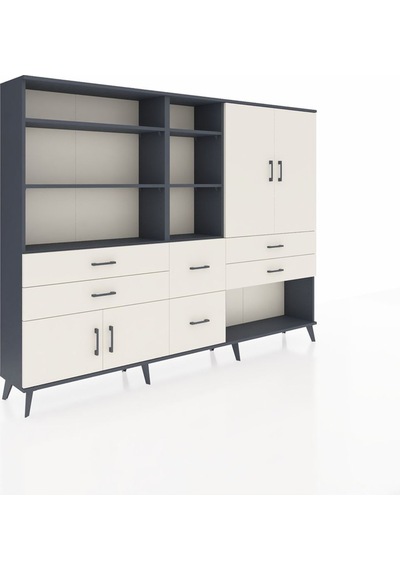 Arges Dolap 10 Raflı 6 Çekmeceli 4 Kapaklı 220x30x163 Antrasit-ay Antrasit-aytaşı Arges Dolap 10 Raflı 6 Çekmeceli 4 Kapaklı 220x30x163 Antrasit-ay Antrasit-aytaşı