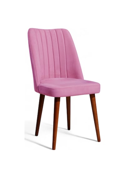 Polo Sandalye - Soho Pembe - Ahşap Ceviz Ayaklı