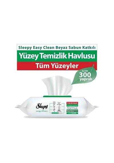 Sleepy Easy Clean Yüzey Temizlik Havlusu 3x100 Lü 300 Yaprak Tekli