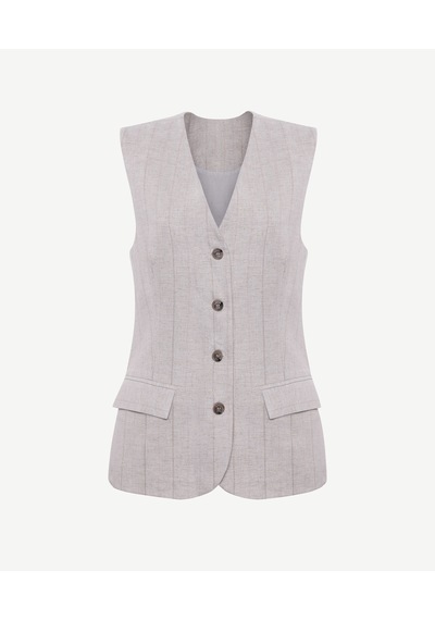 Yargıcı Fitted V Yaka Kolsuz Bluz 26ykbl6037x 063 Bej